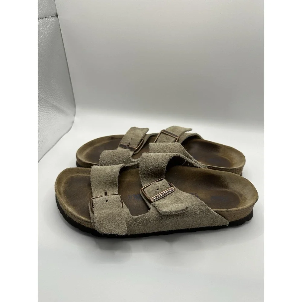 Birkenstock Arizona sandals Suede Leather Taupe Women's 7 And Eu38
